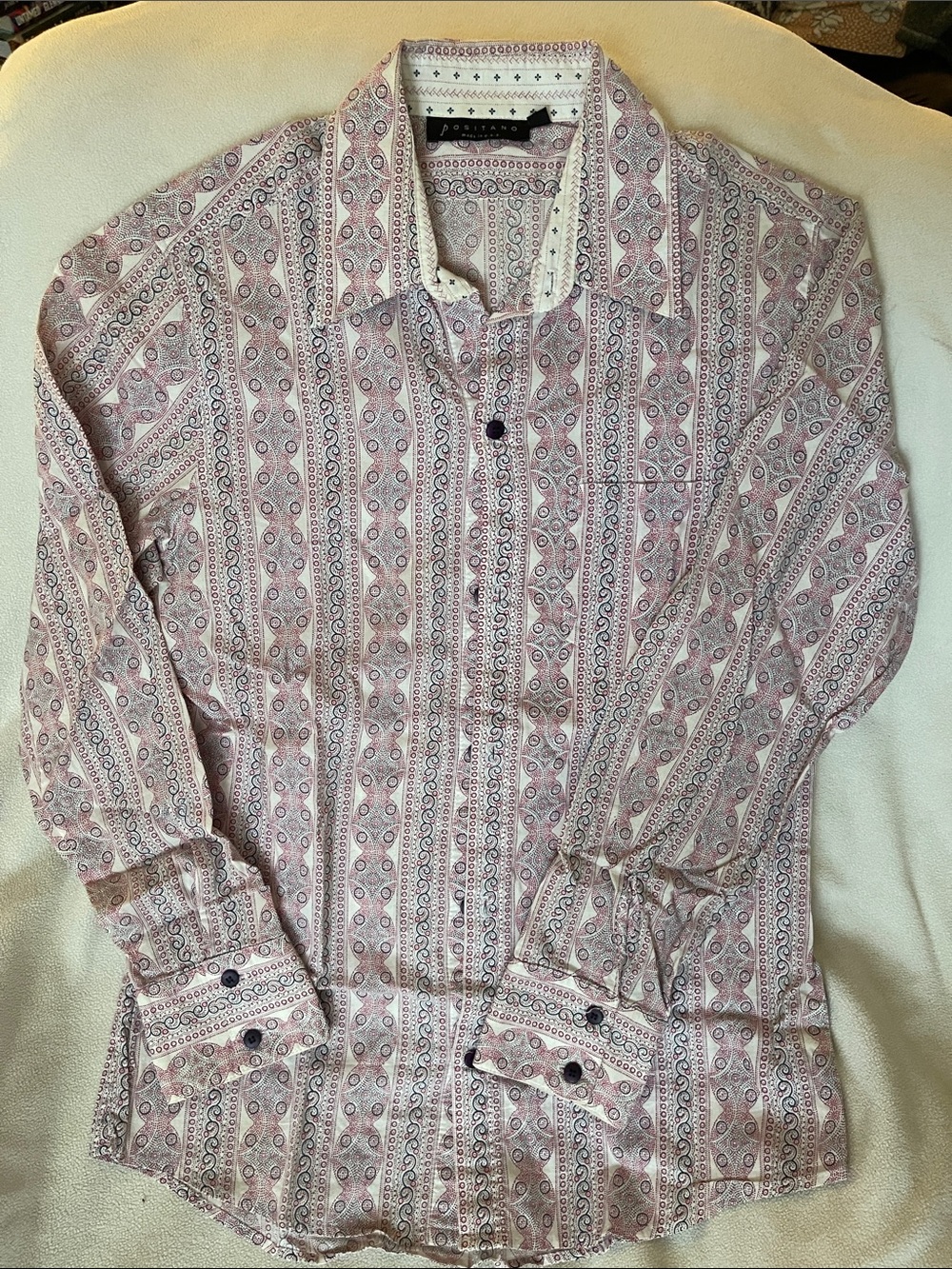 Medium Paisley-Print Button-Up Shirt Jacket - Pink